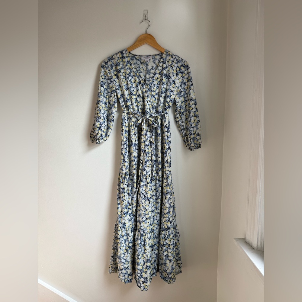 Motherhood Maternity Blue and White Floral Long Sleeve Dress